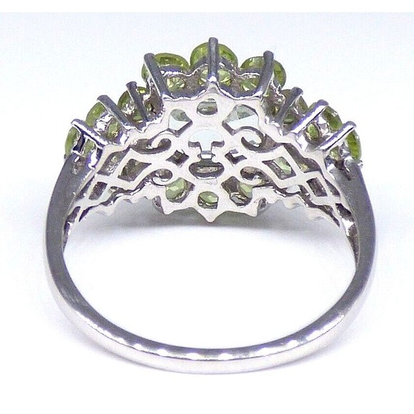Smoky Quartz Green Peridot Ring Sterling Silver 925 Size 7 Prong Set Sparkly! - Picture 11 of 12